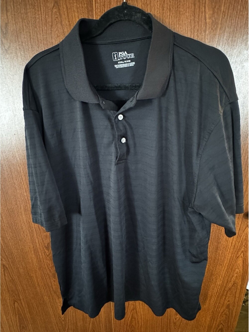 PGA Tour Men’s XXL Black Golf Polo Shirt Short Sleeve Performance 100% Poly